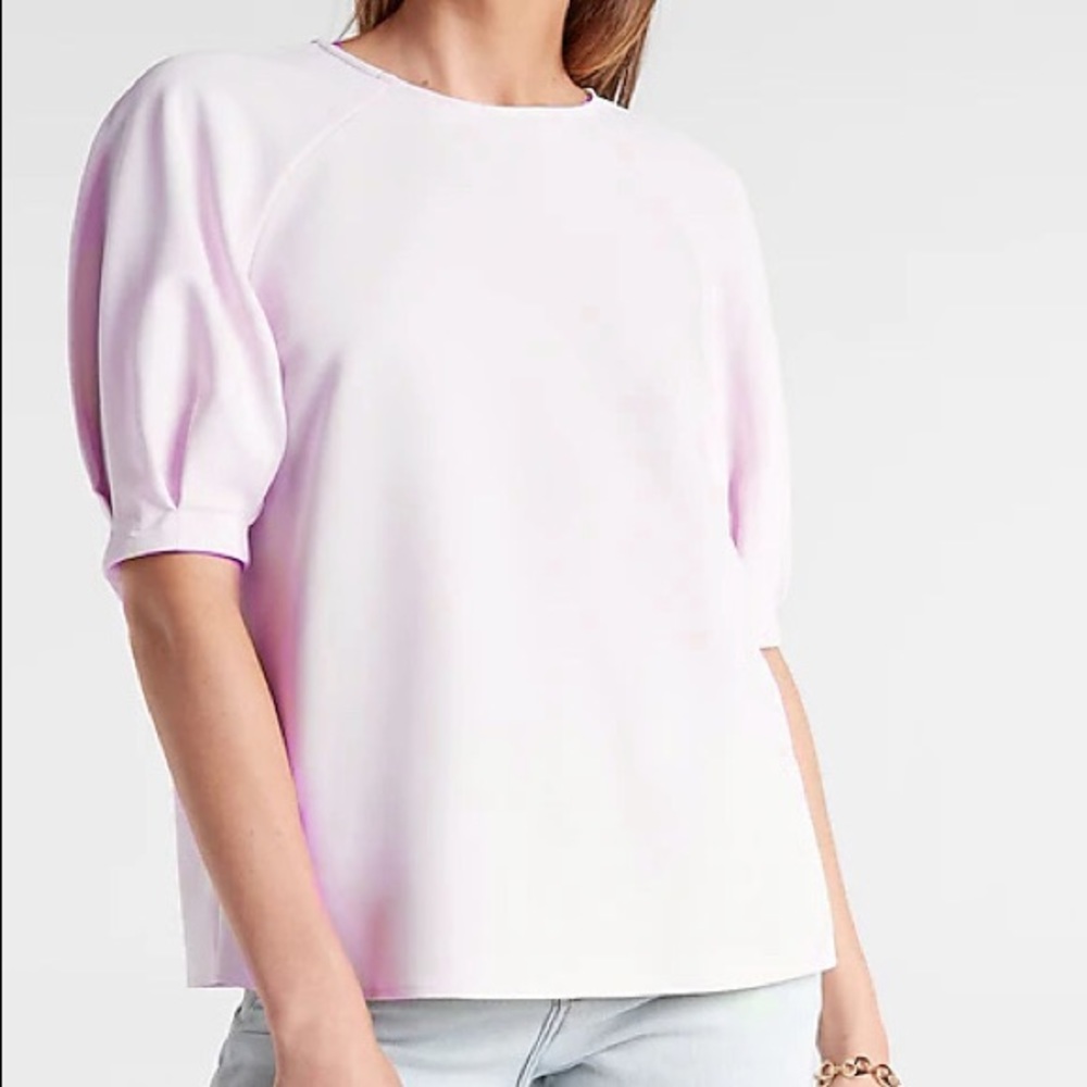 Express Cocoon Sleeve Crew Neck Top Pale Peony